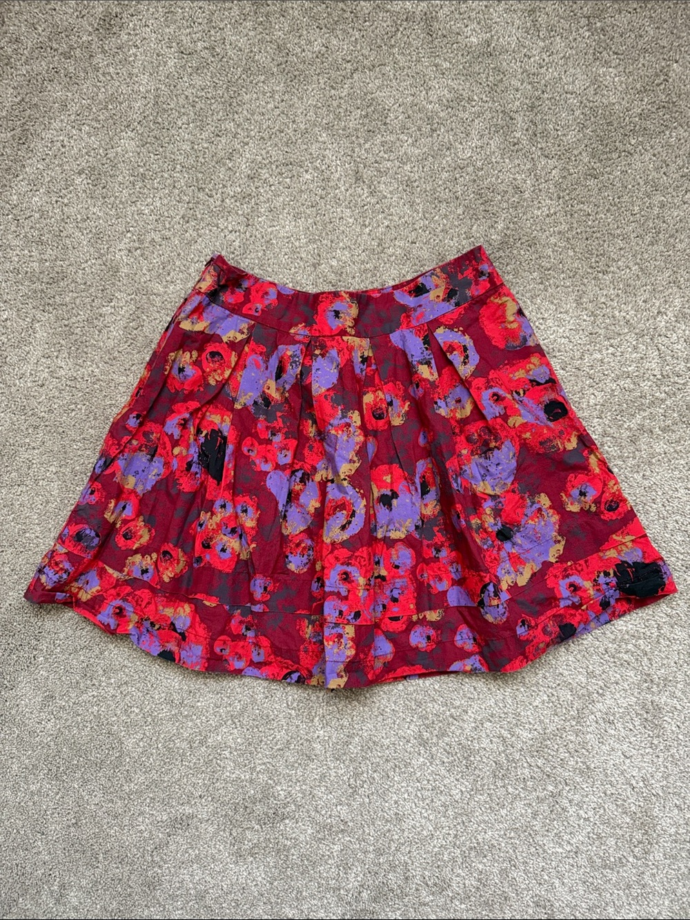hinge 100% Cotton Red Floral Skirt M